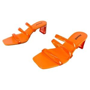 ABOUND | Ethan 8 Orange Clear Slides Sandals Block Heel Nordstrom